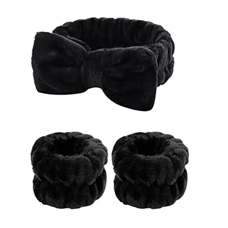 Plush Bow Hair & Wristband Set